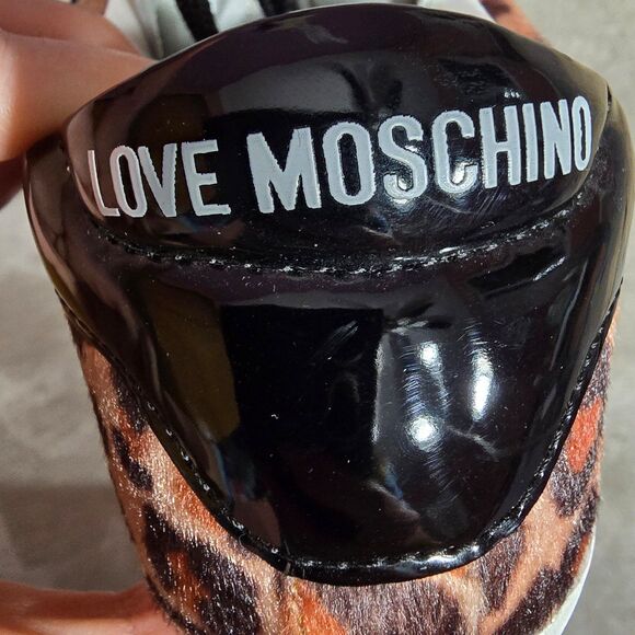NWOT Love Moschino RARE glittery heart animal print sneakers - Picture 11 of 11